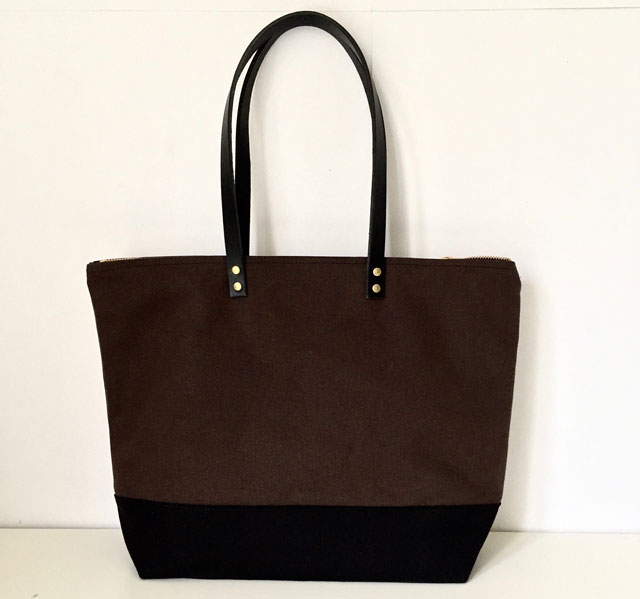 modern-coup-medium-zipper-tote-waxed-canvas-and-leather-brown-black ...