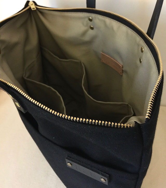 Custom Cotton Canvas Tote Bag with Inside Zipper Pocket Black